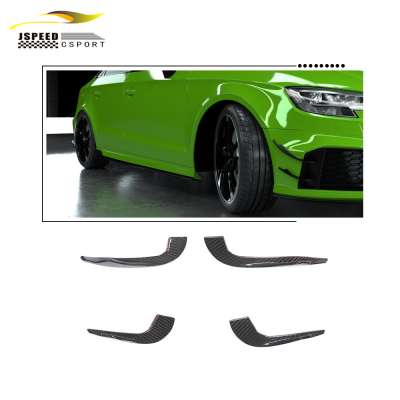 Real Carbon Fiber Front Bumper Fins for Audi RS3 Sedan 4-Door 2017-2019